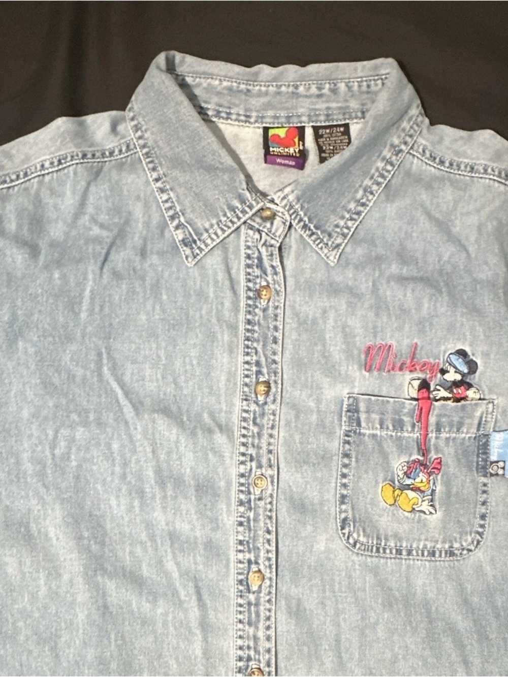 Vintage Mickey Unlimited Button-Up with Embroidered Pocket 22W/24W